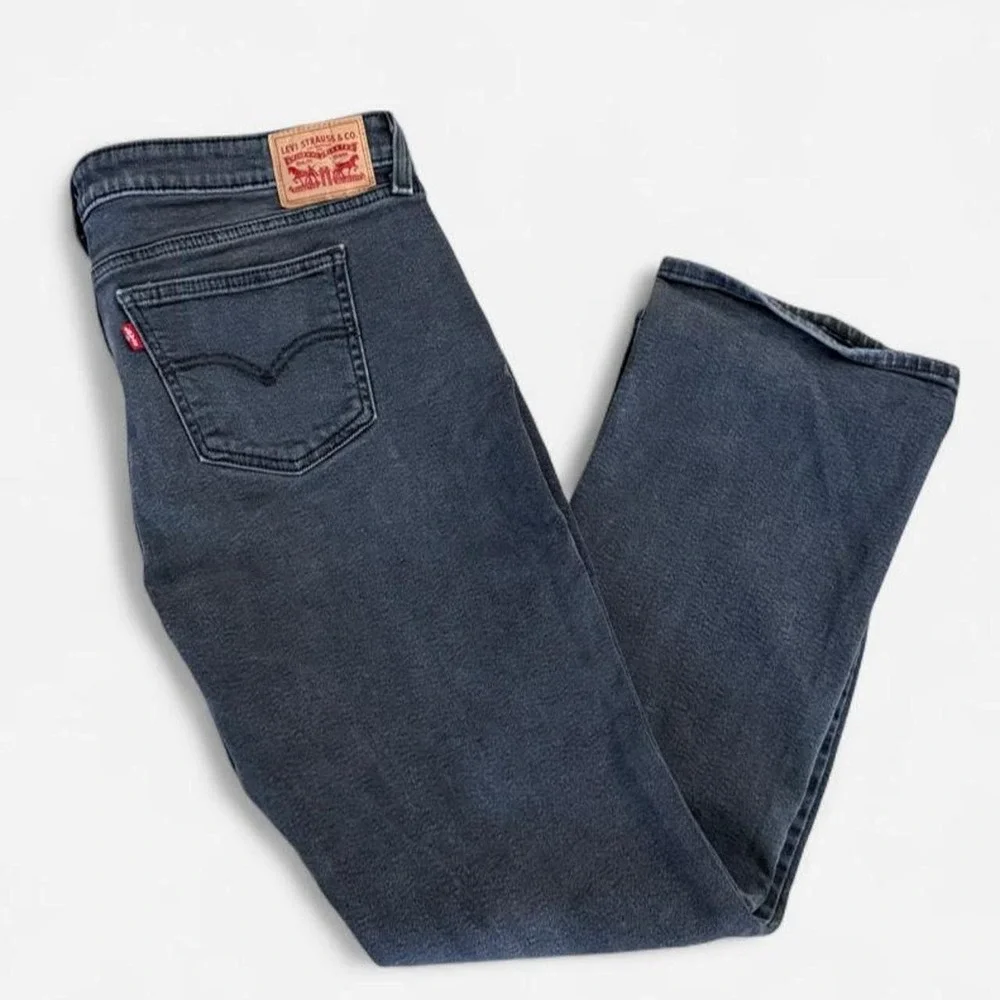 Levis Super Low Boot Dark Wash Distressed Jeans Mens 34x32 Grey Black